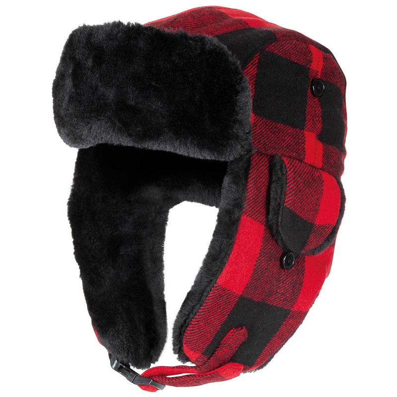 ČIAPKA UŠIANKA (CANADA) ČERVENO - ČIERNA