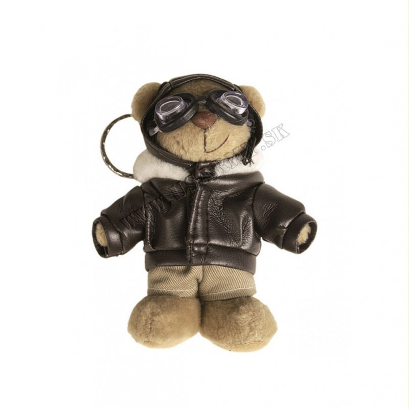 MACKO TEDDY - PRÍVESOK NA KĽÚČE (11,0 CM) V PILOTNOM OBLEKU - HNEDÁ