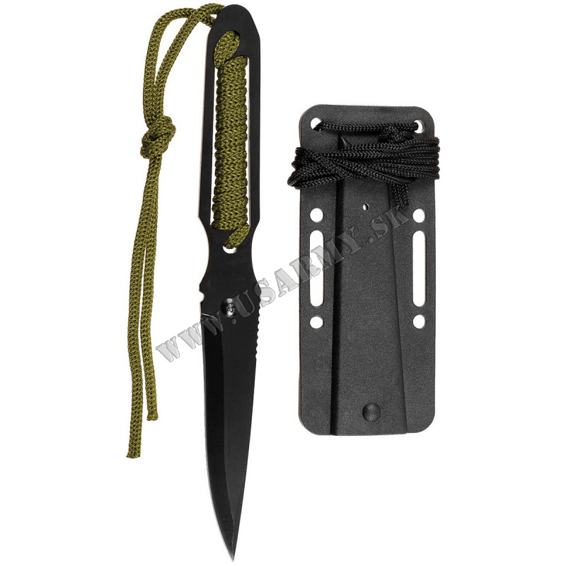 NÔŽ (ACTION 2) S TANTOO ČEPEĽOU A OVINUTOU RÚČKOU V PLASTOVOM PUZDRE NA KRK 